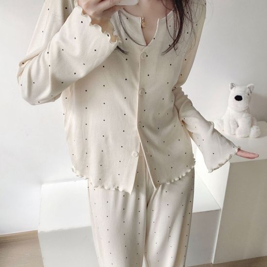 도트 프릴 잠옷세트