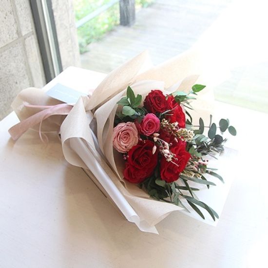 레드&핑크장미꽃다발(프리저브드플라워)