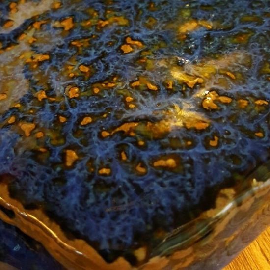 코발트 블루 핸드메이드 긴접시