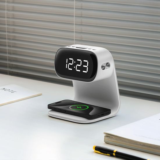 아이노트 무선 고속충전 감성 무드등 알람시계 WDS100