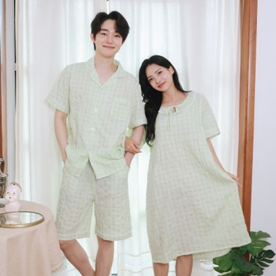 (지짐이 원단) 프레쉬 인견 여름잠옷 원피스 커플잠옷