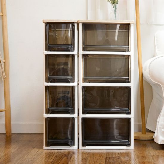 어반 우드상판 슬림 서랍장 4단 틈새 수납장 정리함