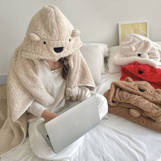 곰돌이후드담요 겨울담요 망토담요 후드담요 입는담요
