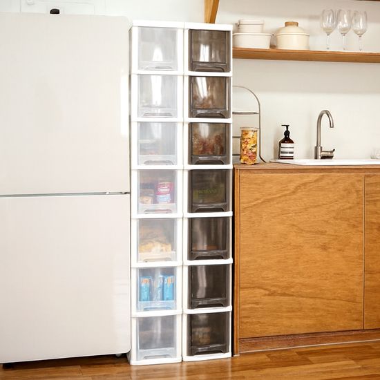 모던 틈새 슬림 서랍장 7단 (바퀴별매) 옷 수납장