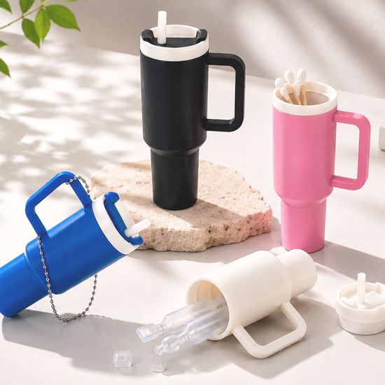 1+1 하이제닉_빨대 스텐 텀블러 750ml_미니키링 포함