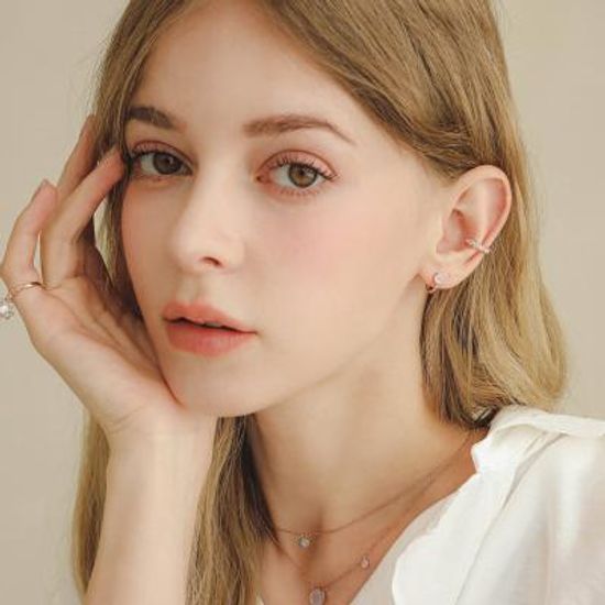 제이로렌 장미석 로즈골드 원터치귀걸이 M03643