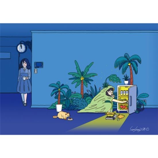 엄마 몰래 야식 먹기 / 일러스트 액자