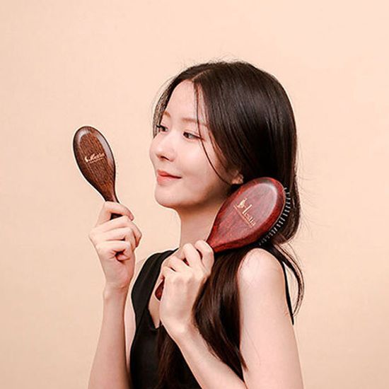 헤스티아 고급 돈모 패들 브러쉬 빗 (와인) L사이즈