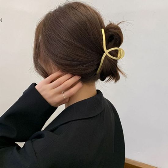 메탈 무광 진주 골드 빅 헤어 집게핀 올림머리 반묶음