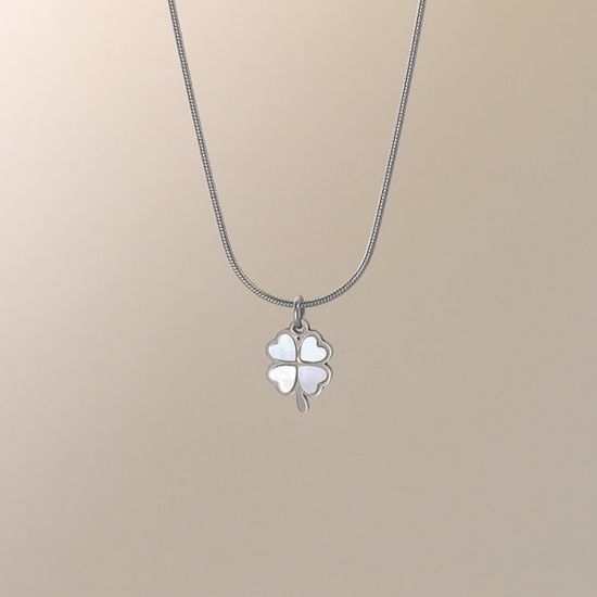 [선물포장/써지컬스틸] 행운의 자개 클로버 이니셜 목