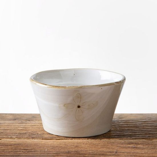 이천도자기 미색꽃 공기 11.8cm 그릇 식기