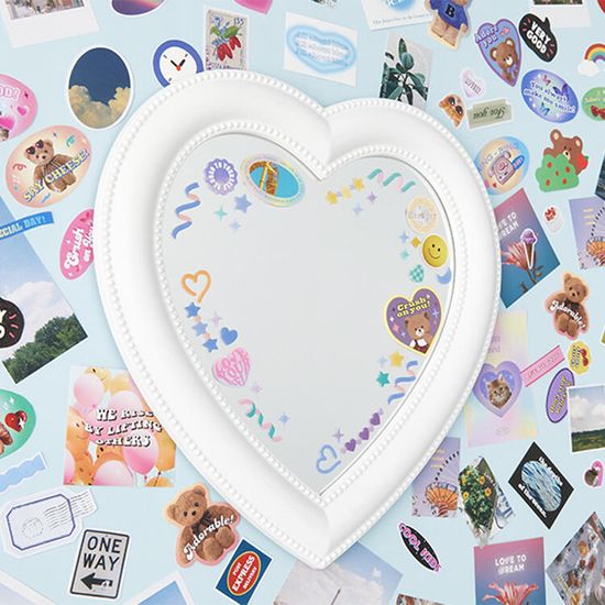 아트박스 하트거울 미니 화이트