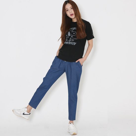 허리밴딩 국민 청바지 여성 캐주얼 바지
