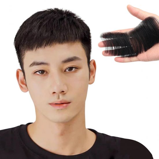 붙이는 인모 헤어 라인 부분 가발(접착면2cm) 16x8