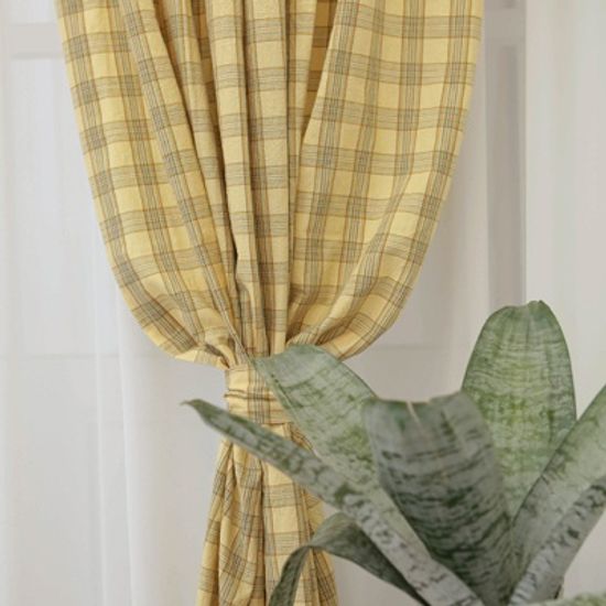 멜란타탄체크 옐로우 면커튼