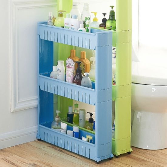 공간활용 3단 이동식 틈새선반(블루) 틈새수납선반