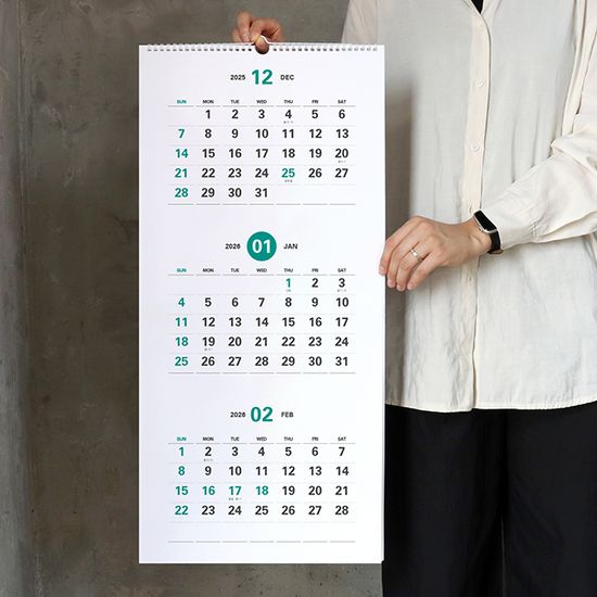 2026 프리즘 3단 벽걸이 달력 (대형 캘린더)