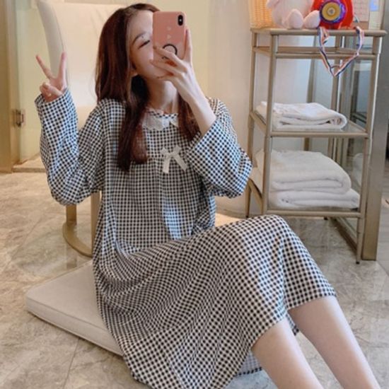 어나더뷰 러블리 체크리본 롱원피스 파자마 8종 942