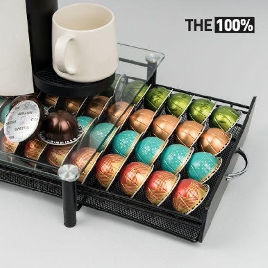 THE100% 버츄오 호환 캡슐커피 보관함 강화유리 서랍형 40구 홀더 거치대