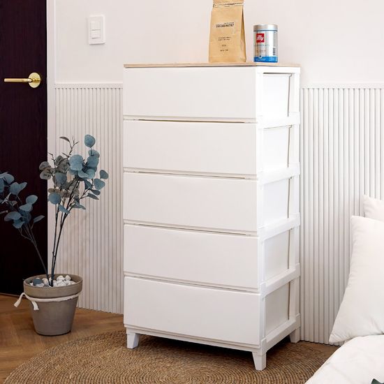 세라비 우드상판 서랍장 와이드형 5단 (3color)