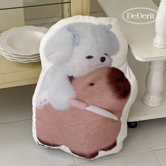 [데데리트]인질범 칼든 강아지와 카피바라 인형 쿠션