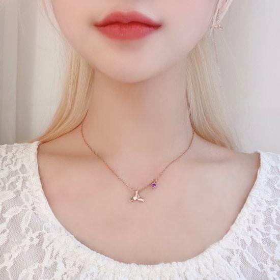 (기쁨의 발견)행운담은 고래꼬리+탄생석 목걸이 -로즈