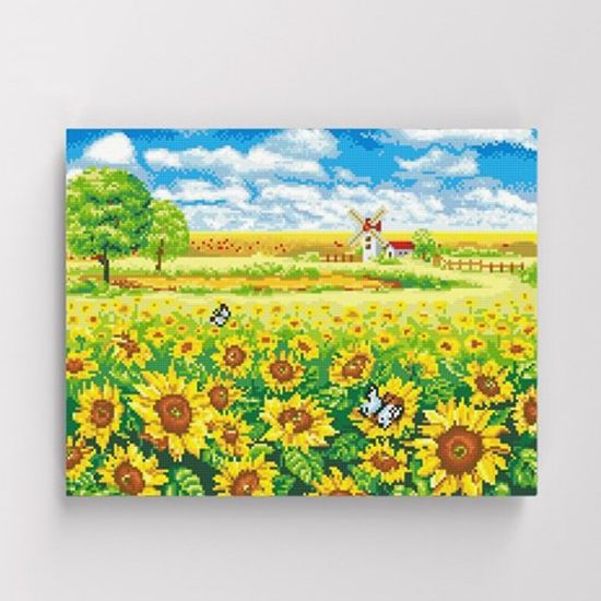 보석십자수 명화 풍경 해바라기와 풍차 40x50