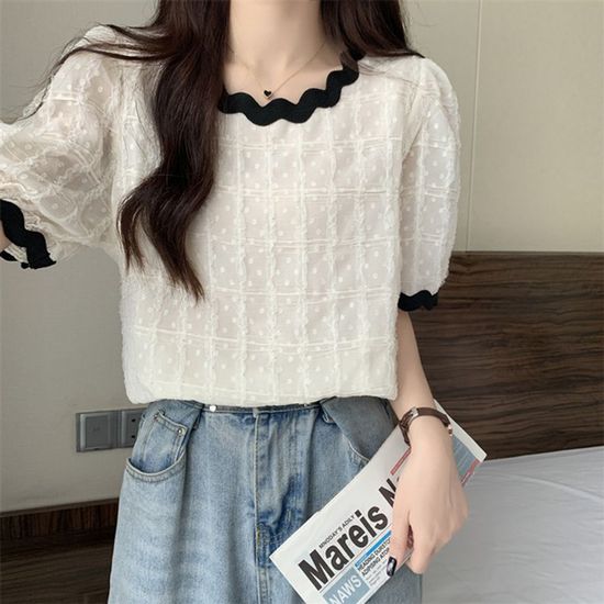 여성 퍼프소매 큐티 블라우스 DE-240603(WF36D4A)