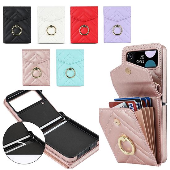 갤럭시z플립 3 4 5 6 가죽 카드지갑 링 스트랩 케이스