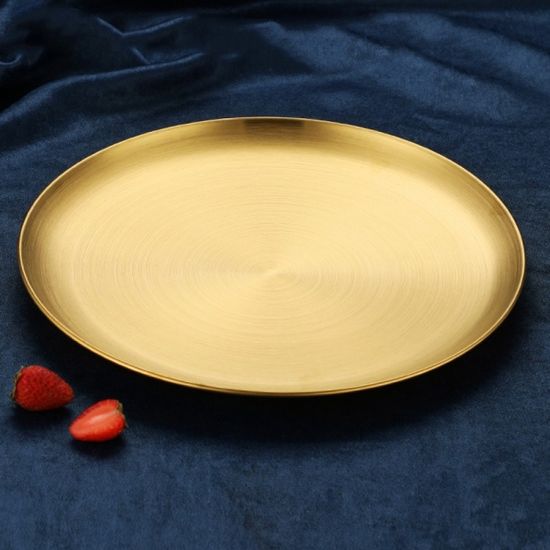 홈인쿡 플랫원형 스텐 접시 4p세트(30cm) (골드) 식기