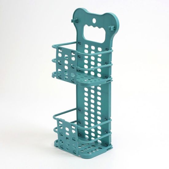 2단 벽걸이 접이식 수납바구니 부착식 욕실 주방선반