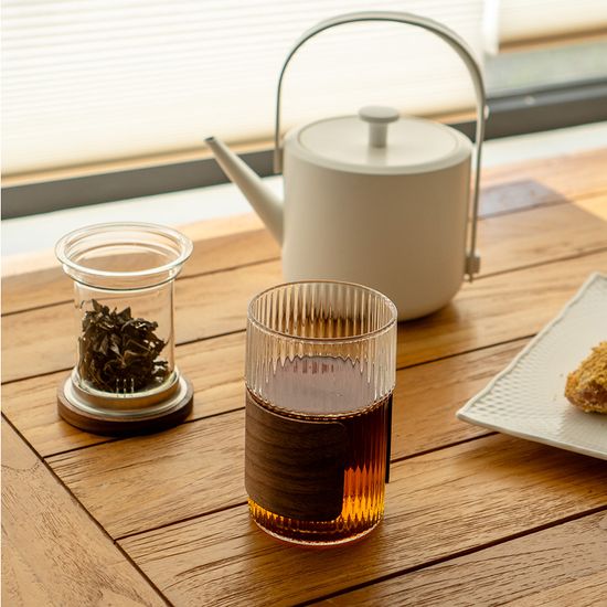 오후반차 우드링 내열 유리 티머그 