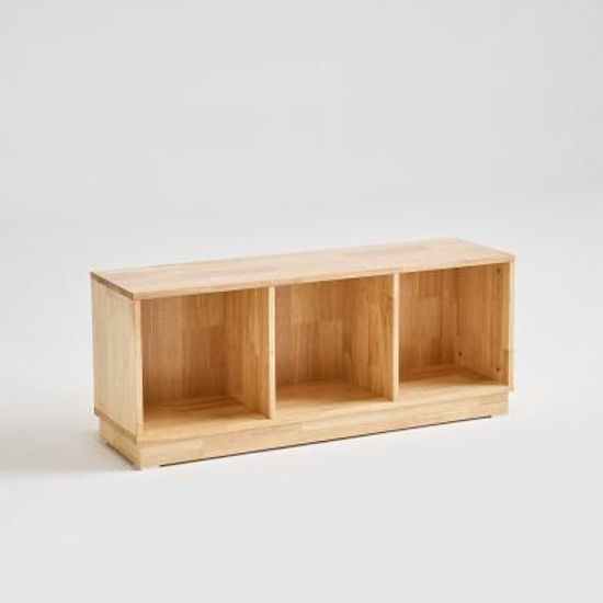 페이드 1단 3칸 책장 고무나무원목