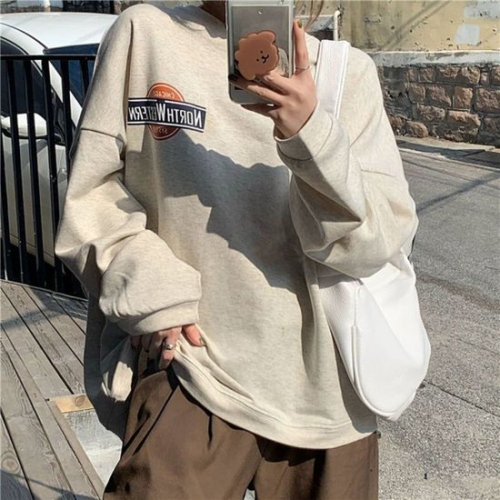 오버핏 캐쥬얼 데일리 티 셔츠 여성 기모 예쁜 맨투맨