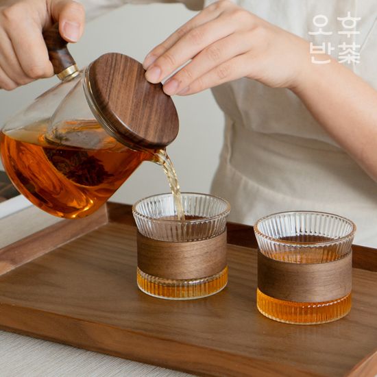 오후반차 호두나무 티팟 티포트 세트 