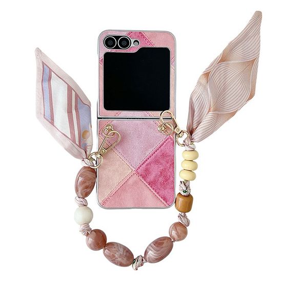 갤럭시 z플립 7 6 5 4 3 가죽 패치워크 스트랩 케이스