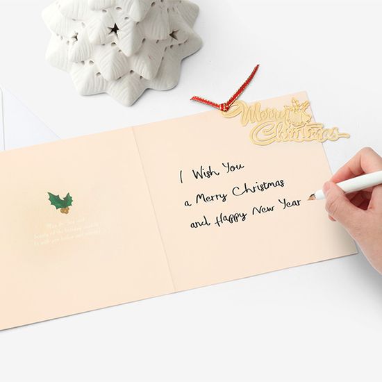 북마크 카드 크리스마스 - 골드 리스