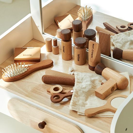 키앤비 화이트 원목 화장대 놀이 세트