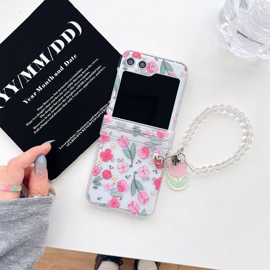 갤럭시 Z플립7 나비 꽃 하트 투명 힌지 스트랩 케이스