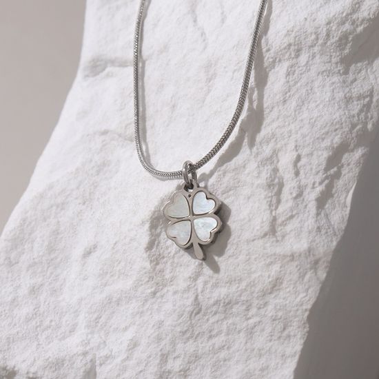 [선물포장/써지컬스틸] 행운의 자개 클로버 이니셜 목