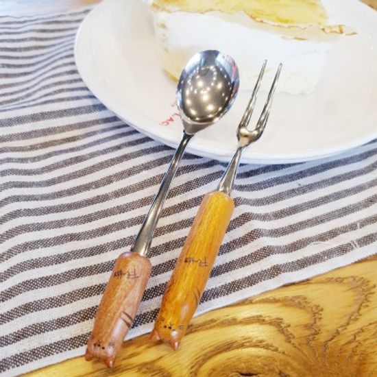 고양이 미니 스푼 포크 세트