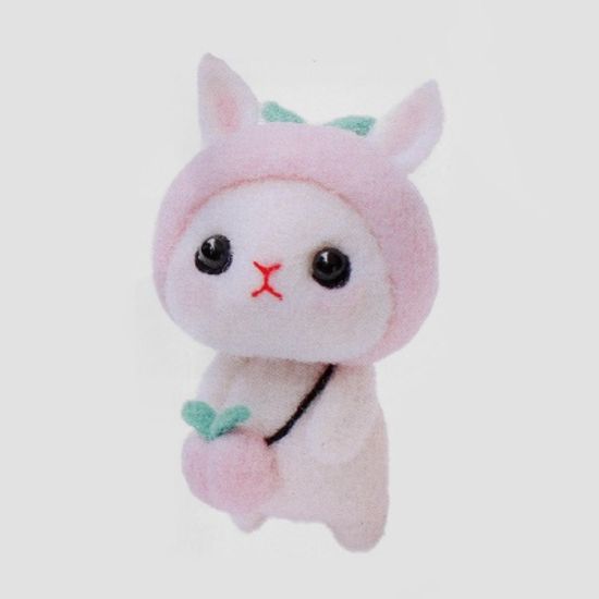 DIY 동물친구 양모펠트 키트(복숭아토끼) 니들펠트