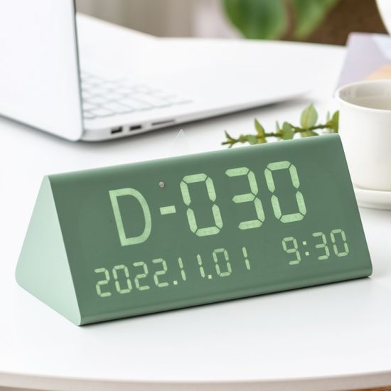 베이지브라운 우드 디데이 인테리어 LED 탁상시계