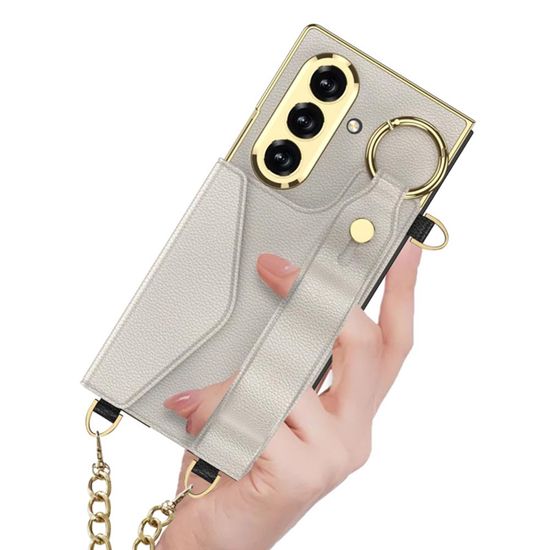 갤럭시 Z폴드7 카드 지갑 손목 스트랩 슬림 가죽 케이