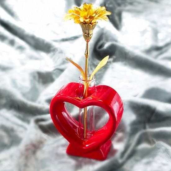 24K 하트꽃병 미니금카네이션 선물세트