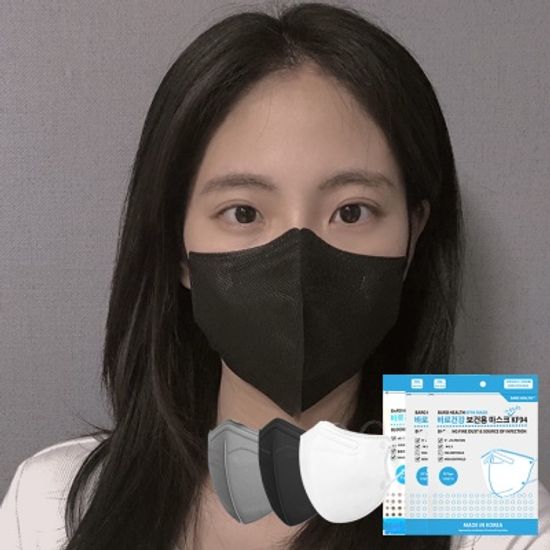 바로건강 KF94 마스크 새부리형 100매 국산