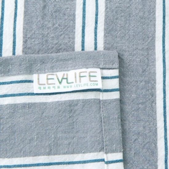 린넨워싱 스트라이프 식탁보 - 그레이