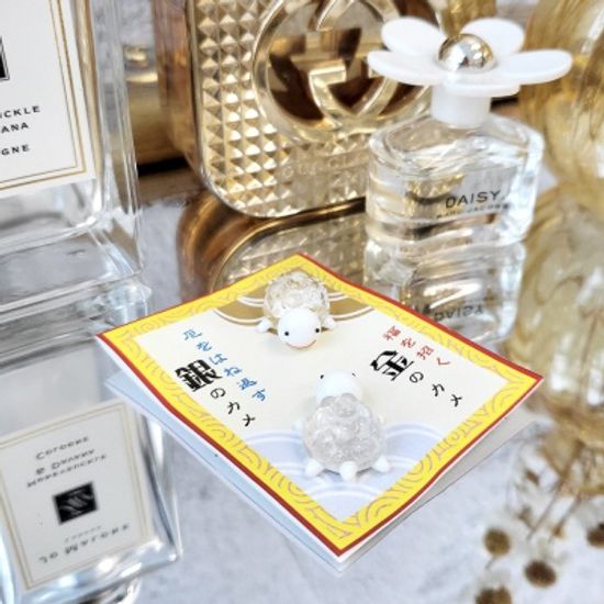 유리 미니어쳐 금거북 은거북 행운부적