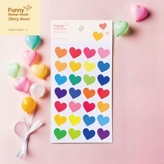 퍼니스티커 H003.1P 컬러하트1 PVC 다이어리데코