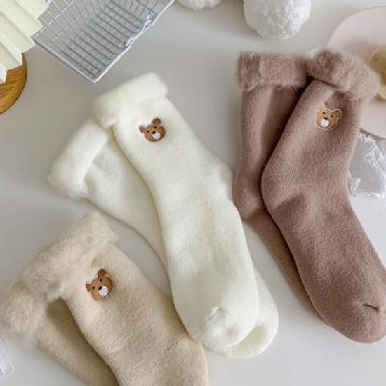 하에즈 따듯한 곰돌이 털양말 패션양말